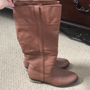 Brown faux leather boots